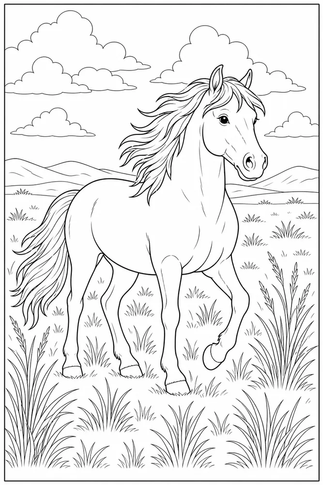 Wild Horse Prairie Grass coloring page