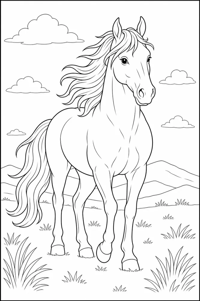 Wild Horse Wild Portrait coloring page