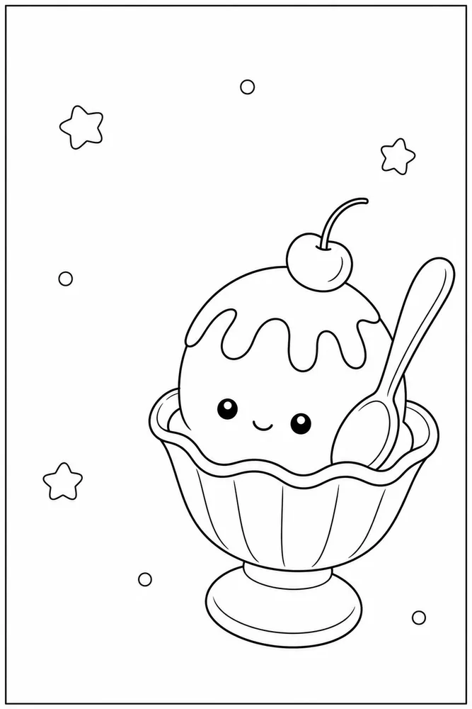 Cute Ice Cream Cute ice cream easy beginner page coloring page