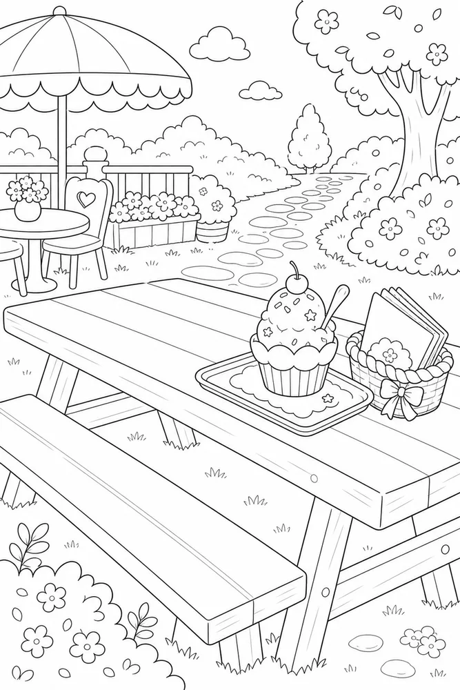 Cute Ice Cream Cute ice cream outdoor path coloring page