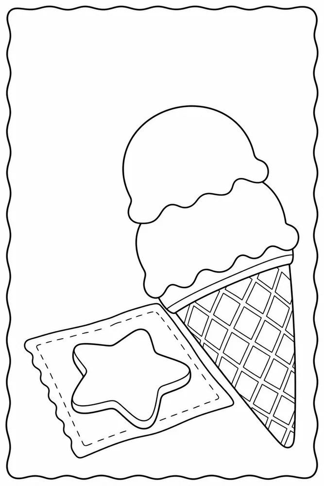Ice Cream Cone Ice cream cone easy beginner page coloring page