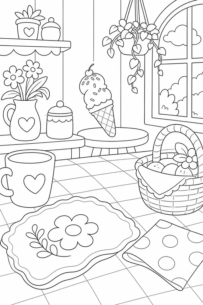 Ice Cream Cone Ice cream cone habitat background coloring page