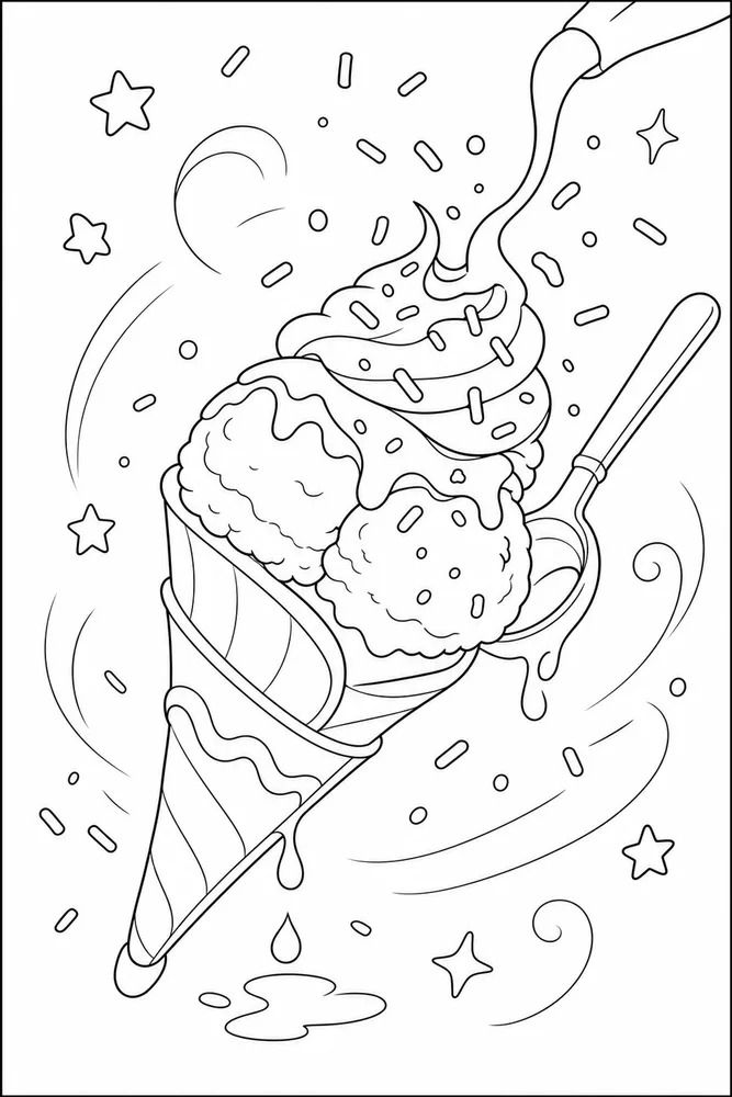 Ice Cream Cone Ice cream cone playful pose coloring page