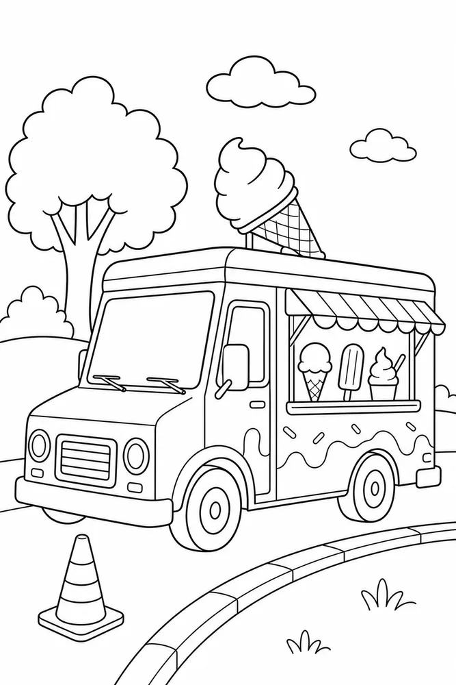 Ice Cream Truck Ice cream truck easy beginner page coloring page