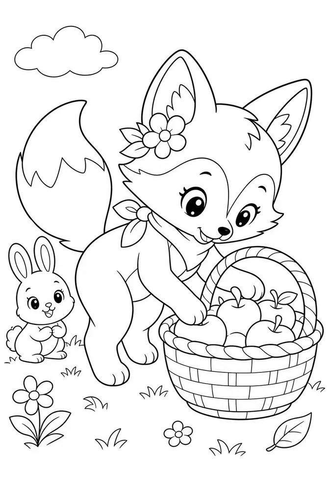 Kawaii Animals Kawaii animals activity scene coloring page