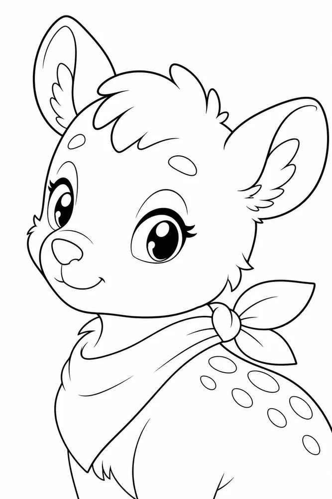 Kawaii Animals Kawaii animals close up detail coloring page