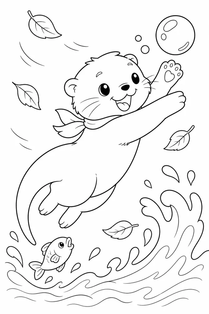Kawaii Animals Kawaii animals playful pose coloring page