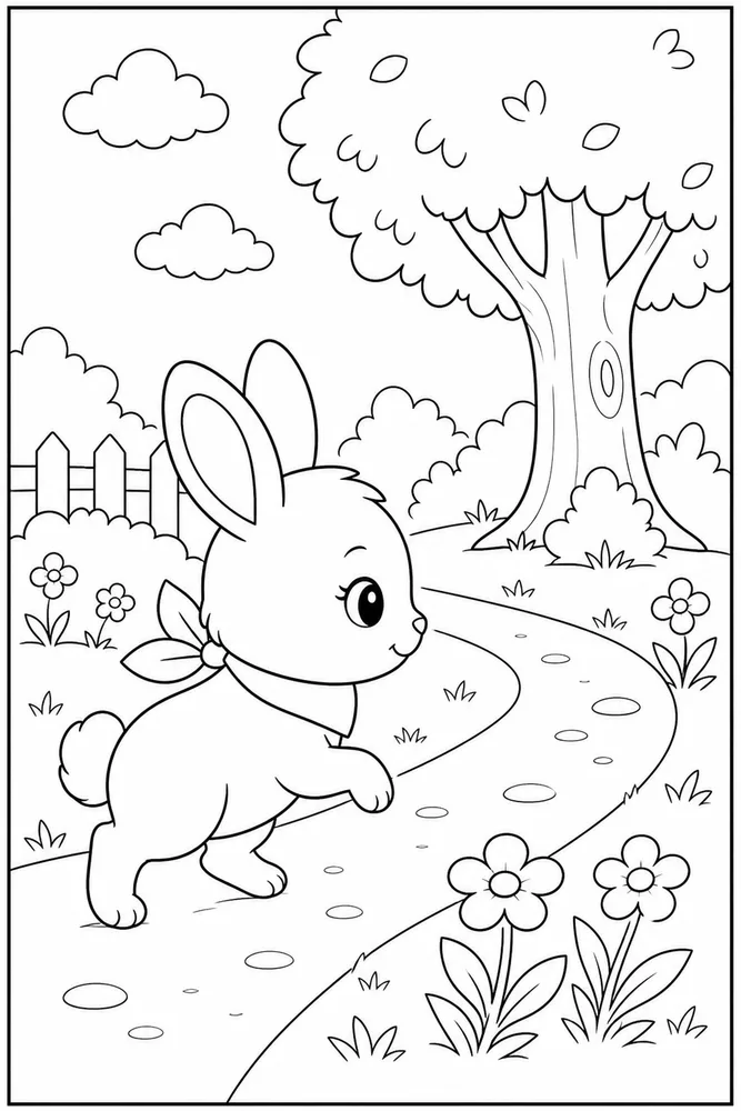 Kawaii Animals Kawaii animals simple scene coloring page