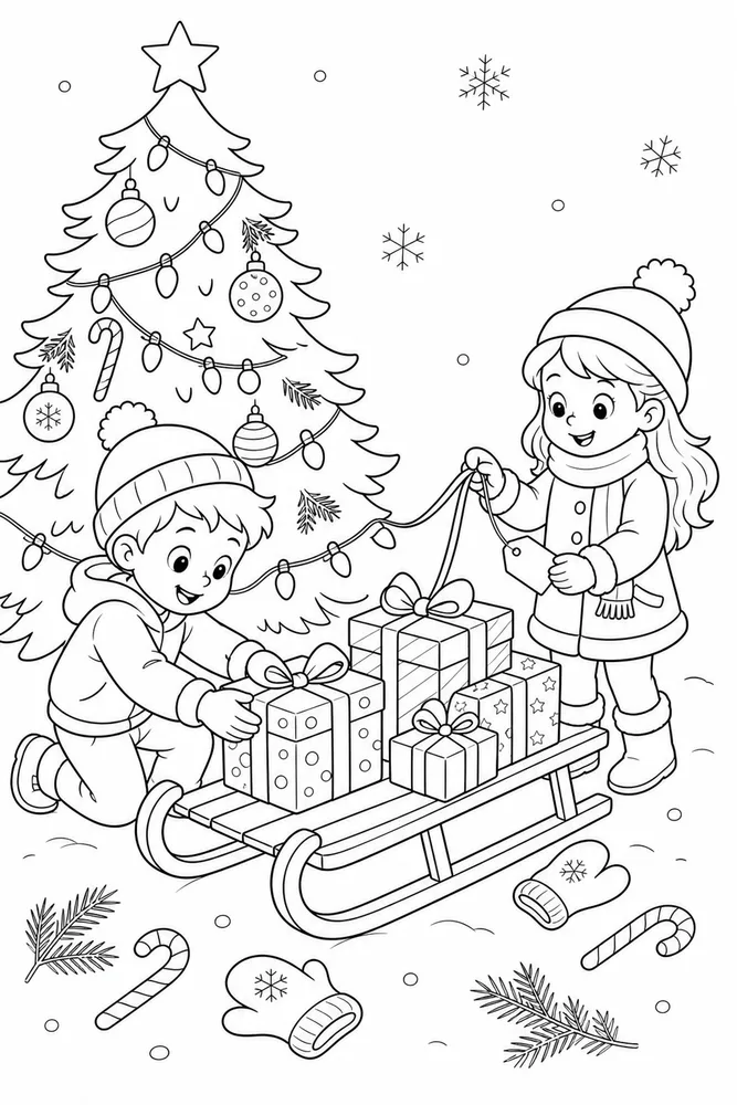 Christmas Coloring Pages for Kids Christmas coloring pages for kids activity scene coloring page