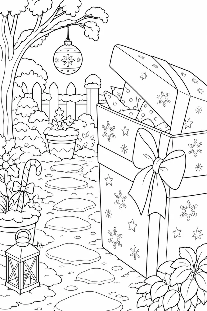 Christmas Coloring Pages for Kids Christmas coloring pages for kids garden setting coloring page