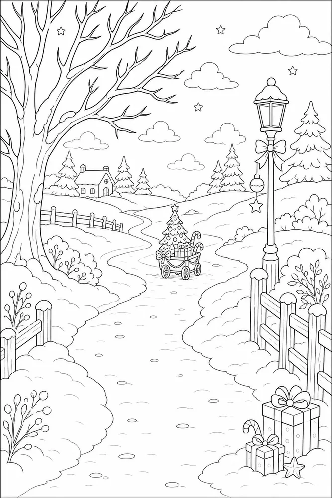 Christmas Coloring Pages for Kids Christmas coloring pages for kids outdoor path coloring page