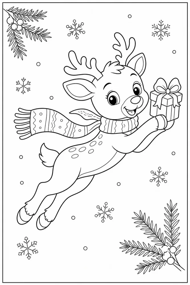 Christmas Coloring Pages for Kids Christmas coloring pages for kids playful pose coloring page