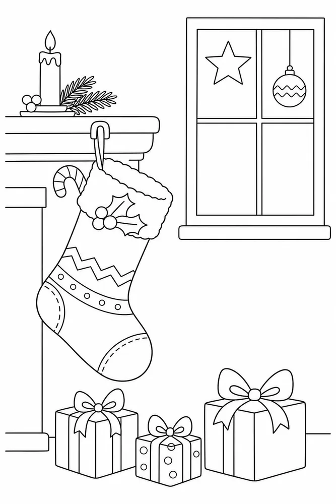 Christmas Coloring Pages for Kids Christmas coloring pages for kids simple scene coloring page