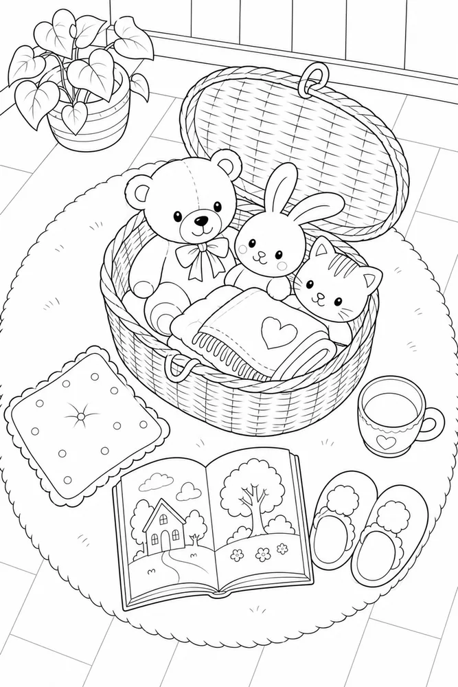 Cute Coloring Pages for Kids Cute coloring pages for kids cozy indoor moment coloring page