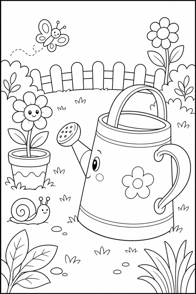 Cute Coloring Pages for Kids Cute coloring pages for kids garden setting coloring page