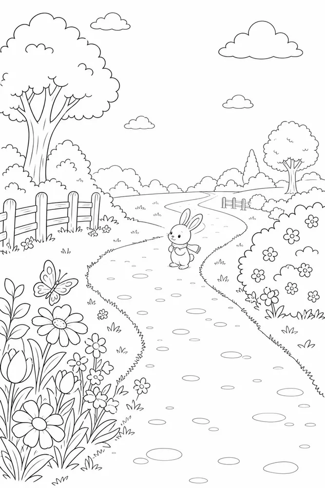 Cute Coloring Pages for Kids Cute coloring pages for kids outdoor path coloring page