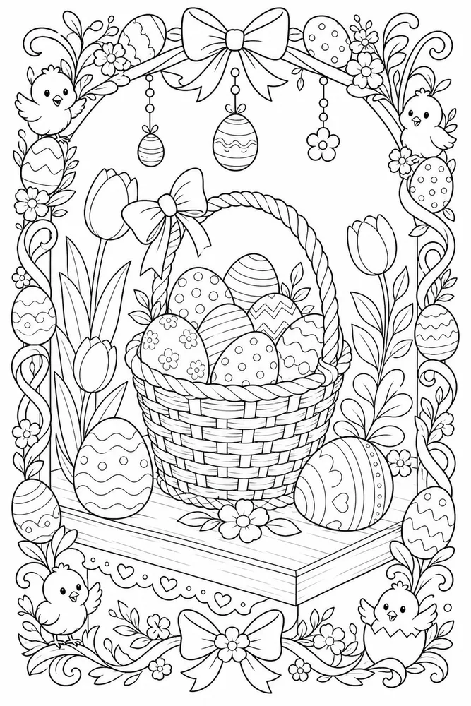 Easter Coloring Pages for Kids Easter coloring pages for kids decorative border coloring page