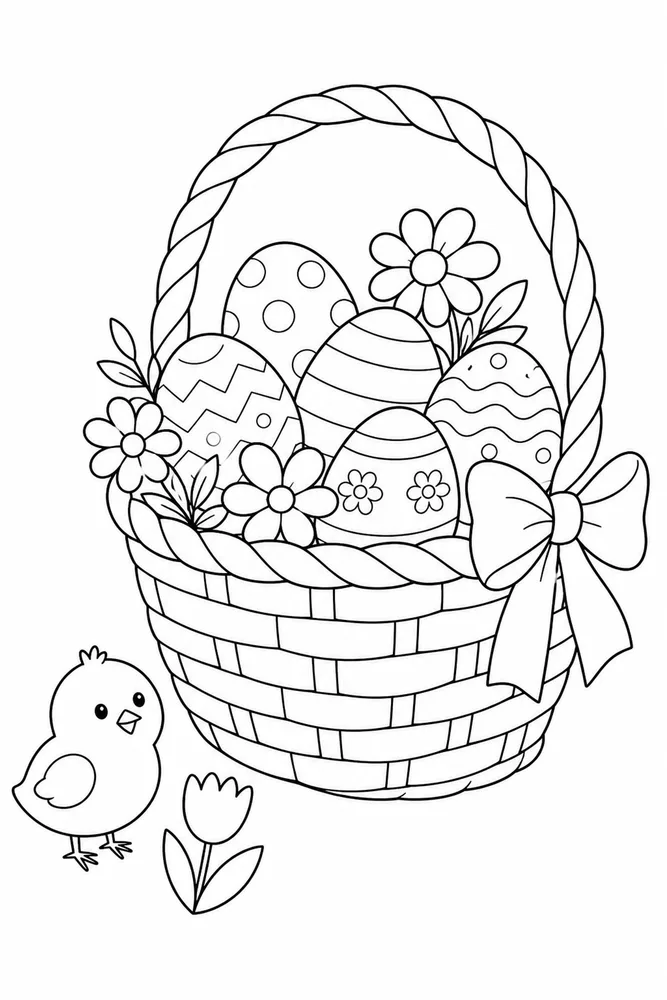 Easter Coloring Pages for Kids Coloring Pages preview: Easter Coloring Pages for Kids Easter coloring pages for kids front portrait coloring page