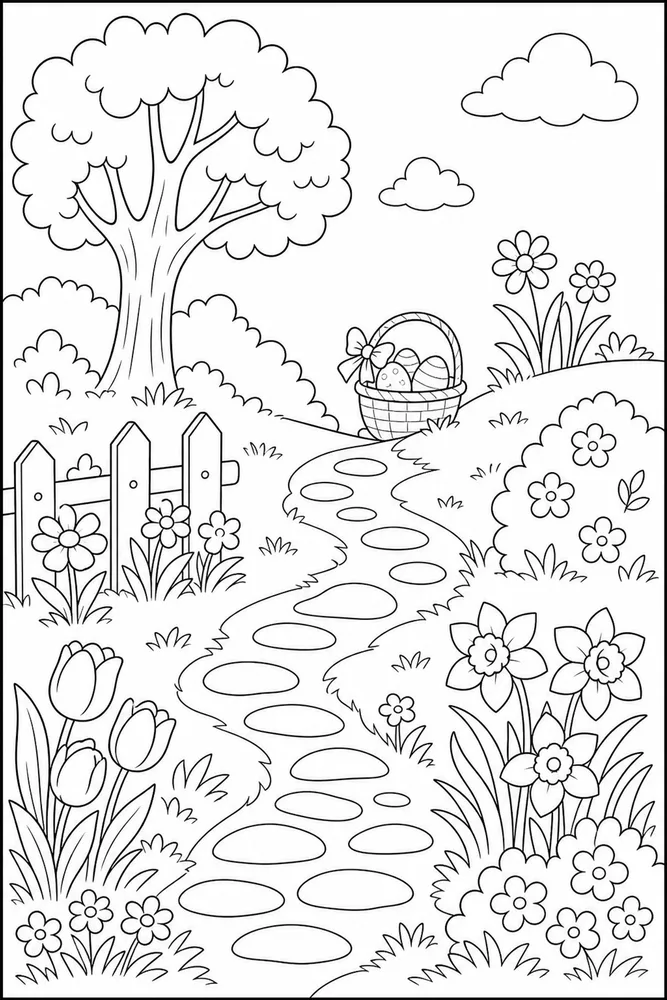 Easter Coloring Pages for Kids Easter coloring pages for kids habitat background coloring page