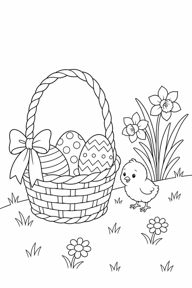 Easter Coloring Pages for Kids Easter coloring pages for kids simple scene coloring page