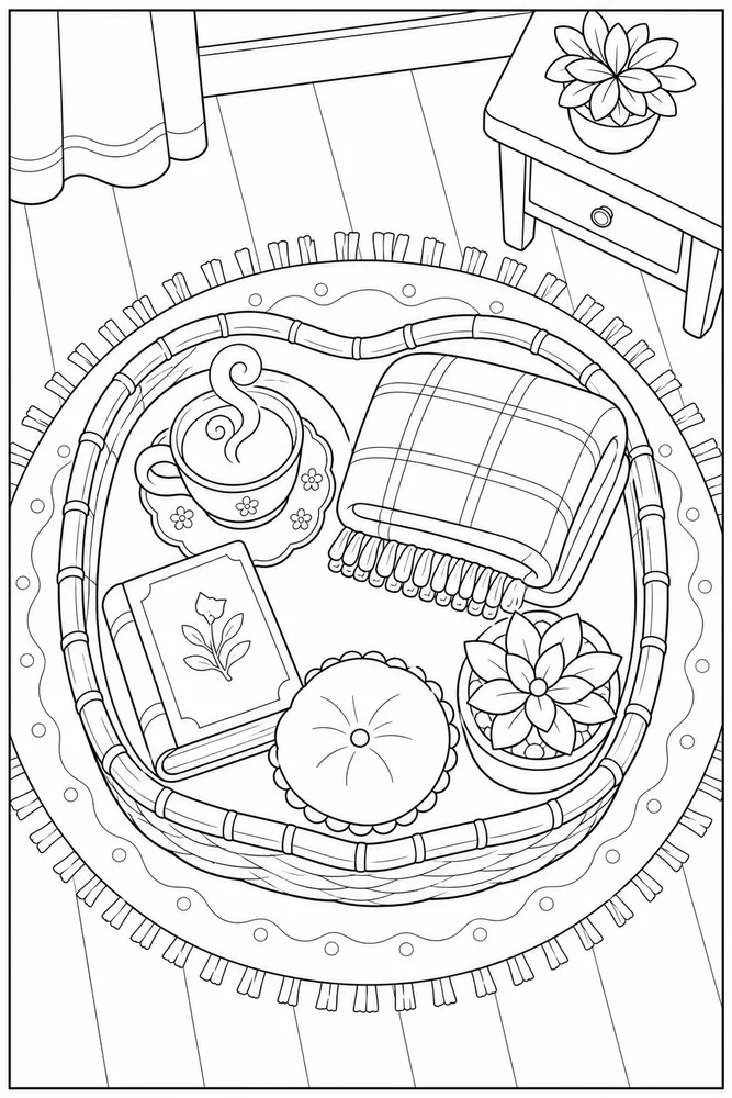 Easy Coloring Pages for Kids Easy coloring pages for kids cozy indoor moment coloring page