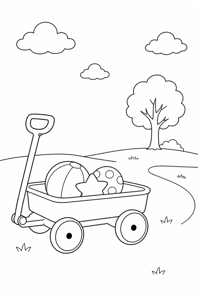 Easy Coloring Pages for Kids Easy coloring pages for kids simple scene coloring page