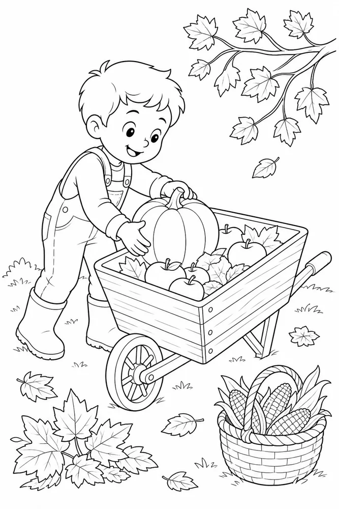 Fall Coloring Pages for Kids Fall coloring pages for kids activity scene coloring page