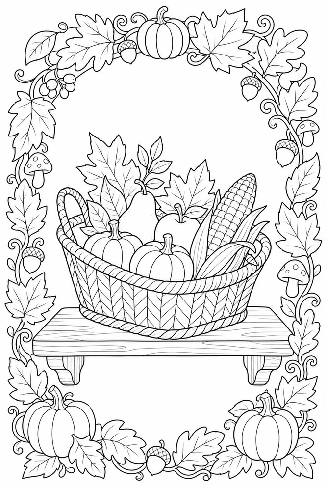 Fall Coloring Pages for Kids Fall coloring pages for kids decorative border coloring page
