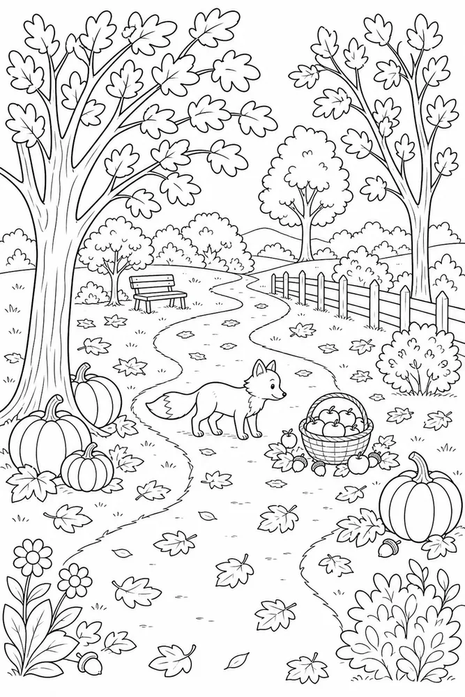 Fall Coloring Pages for Kids Fall coloring pages for kids outdoor path coloring page