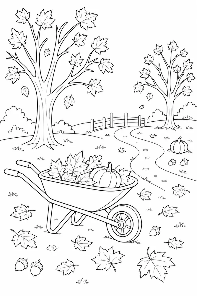 Fall Coloring Pages for Kids Fall coloring pages for kids simple scene coloring page