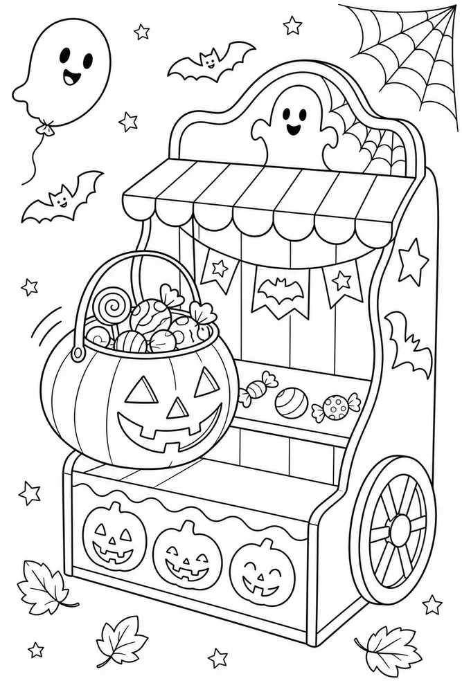 Halloween Coloring Pages for Kids Halloween coloring pages for kids activity scene coloring page