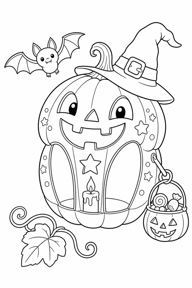 Halloween Coloring Pages for Kids Coloring Pages preview: Halloween Coloring Pages for Kids Halloween coloring pages for kids front portrait coloring page