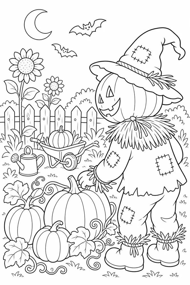 Halloween Coloring Pages for Kids Halloween coloring pages for kids garden setting coloring page