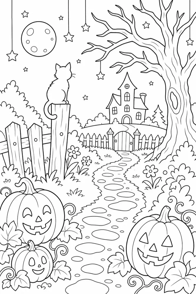 Halloween Coloring Pages for Kids Halloween coloring pages for kids habitat background coloring page