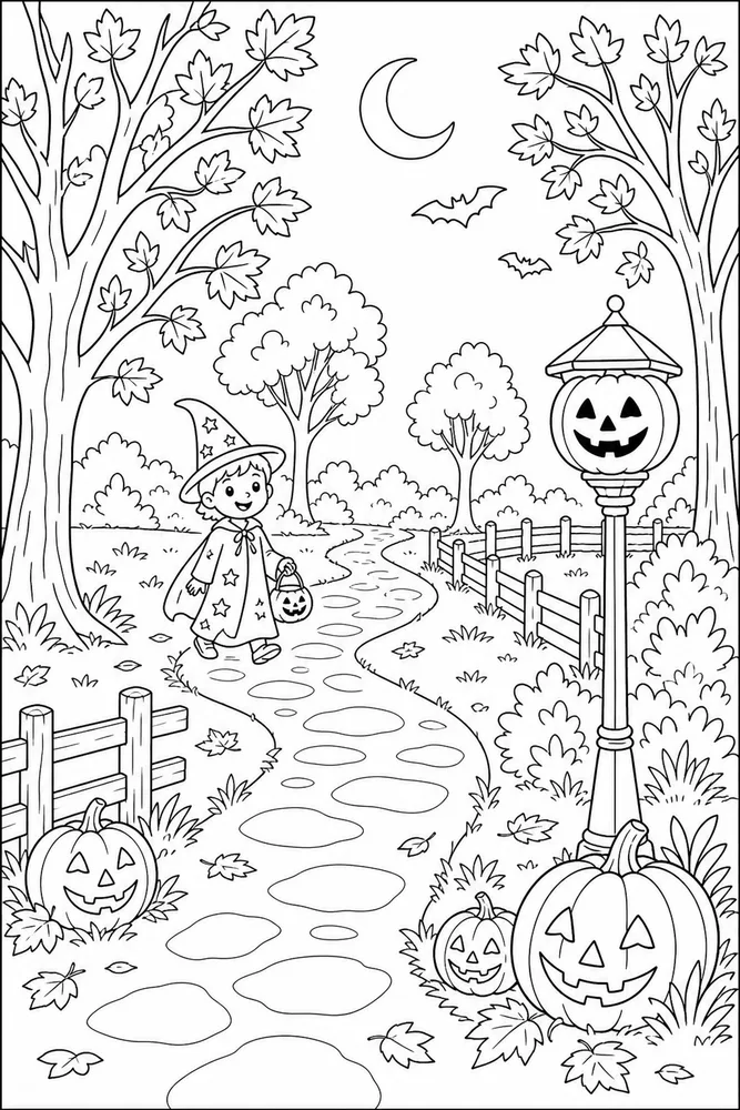 Halloween Coloring Pages for Kids Halloween coloring pages for kids outdoor path coloring page