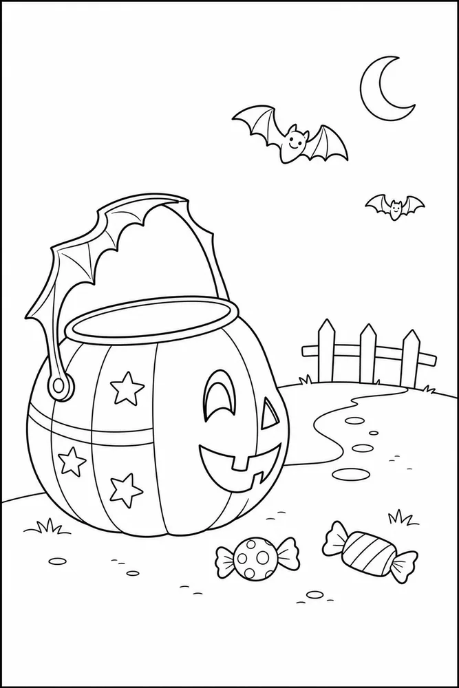 Halloween Coloring Pages for Kids Halloween coloring pages for kids simple scene coloring page