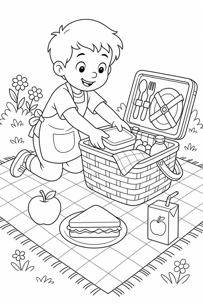 Simple Coloring Pages for Kids Simple coloring pages for kids activity scene coloring page