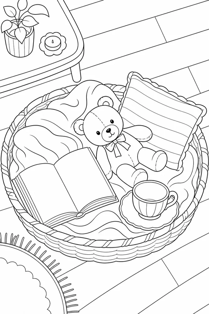Simple Coloring Pages for Kids Simple coloring pages for kids cozy indoor moment coloring page