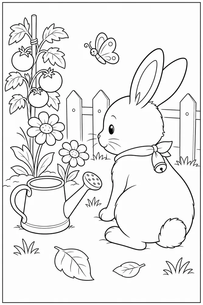 Simple Coloring Pages for Kids Simple coloring pages for kids garden setting coloring page