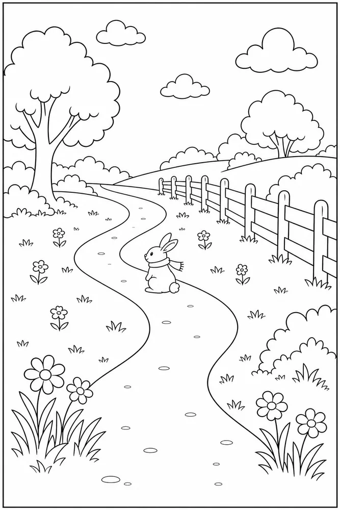 Simple Coloring Pages for Kids Simple coloring pages for kids outdoor path coloring page