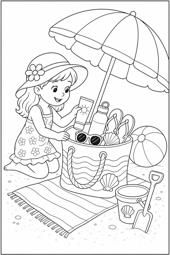 Summer Coloring Pages for Kids Summer coloring pages for kids activity scene coloring page