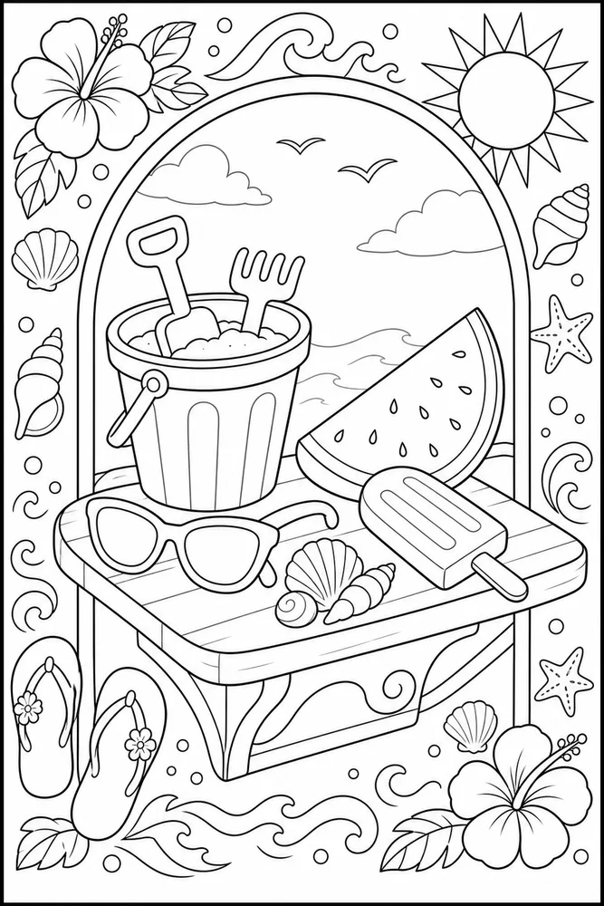 Summer Coloring Pages for Kids Summer coloring pages for kids decorative border coloring page
