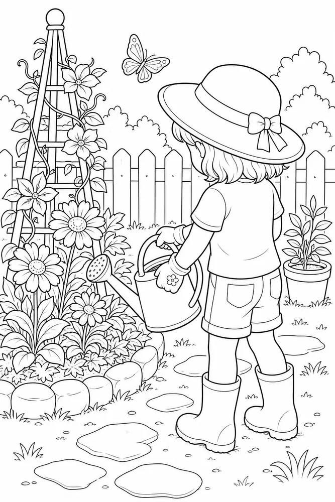 Summer Coloring Pages for Kids Summer coloring pages for kids garden setting coloring page