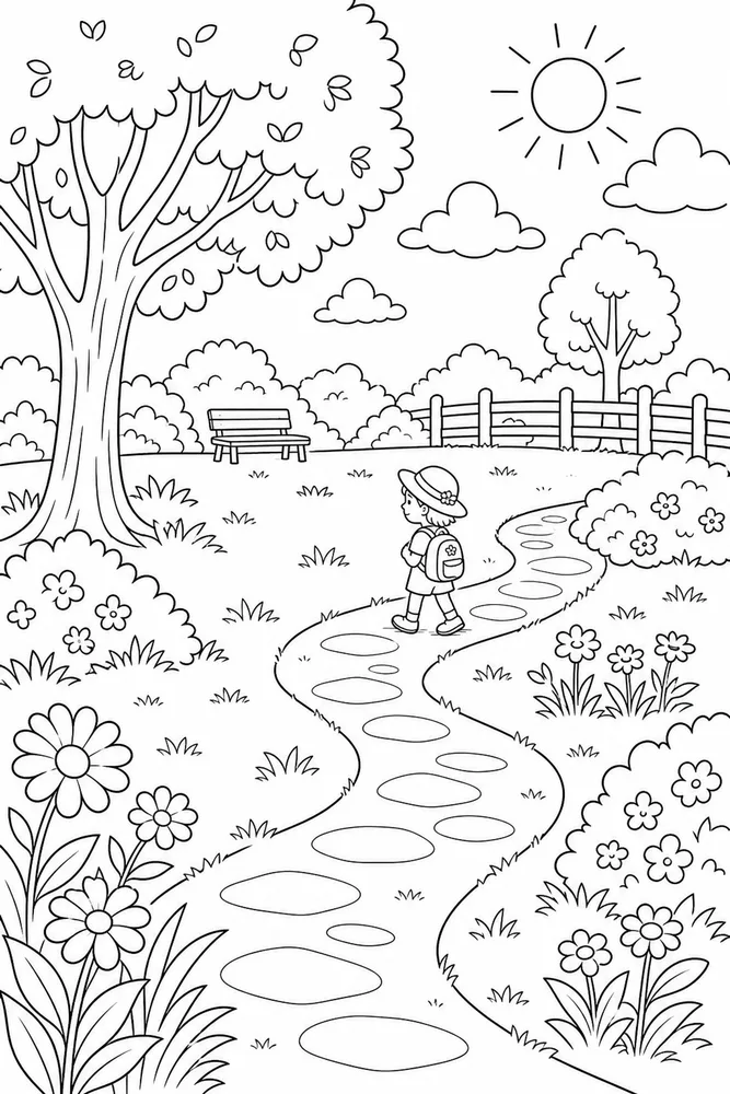 Summer Coloring Pages for Kids Summer coloring pages for kids outdoor path coloring page