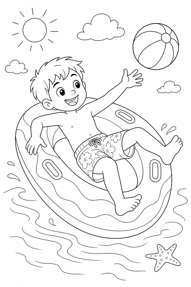 Summer Coloring Pages for Kids Summer coloring pages for kids playful pose coloring page