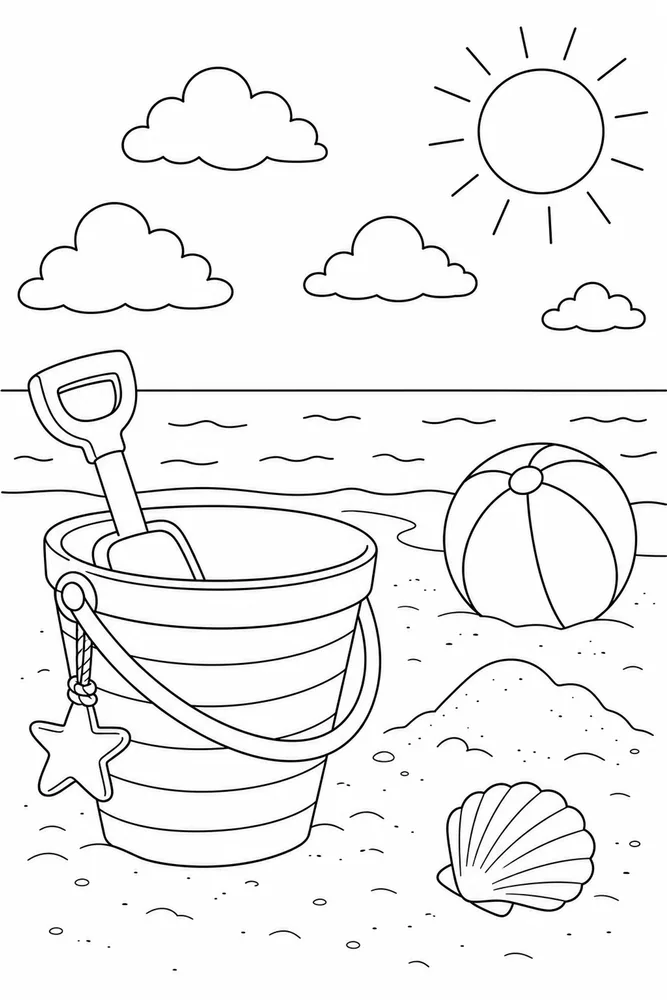 Summer Coloring Pages for Kids Summer coloring pages for kids simple scene coloring page