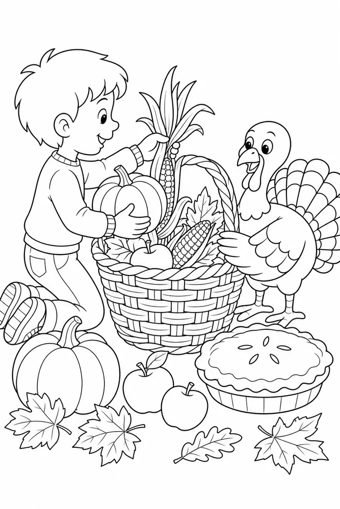 Thanksgiving Coloring Pages for Kids Thanksgiving coloring pages for kids activity scene coloring page
