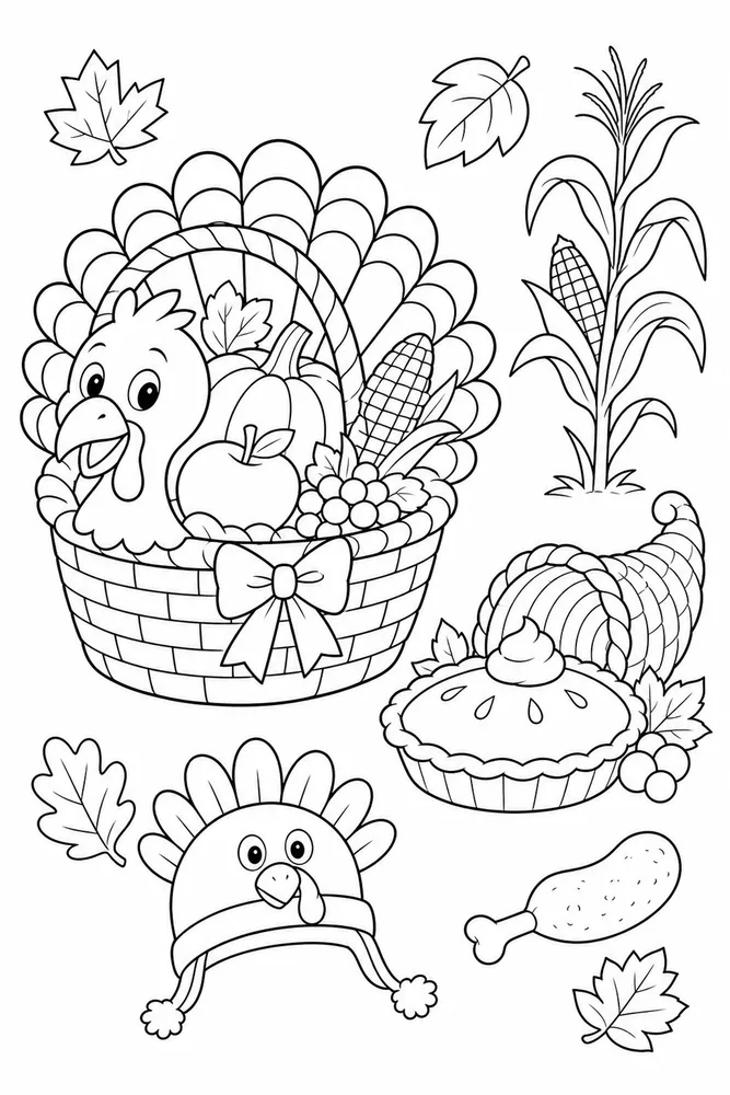 Thanksgiving Coloring Pages for Kids Thanksgiving coloring pages for kids family scene coloring page