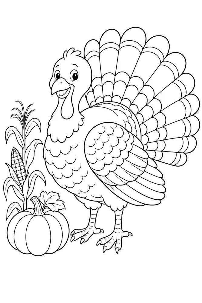 Thanksgiving Coloring Pages for Kids Coloring Pages preview: Thanksgiving Coloring Pages for Kids Thanksgiving coloring pages for kids front portrait coloring page