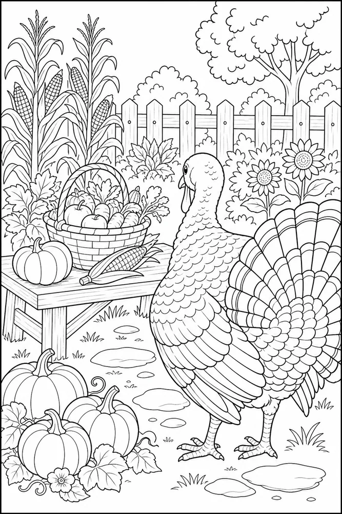 Thanksgiving Coloring Pages for Kids Thanksgiving coloring pages for kids garden setting coloring page